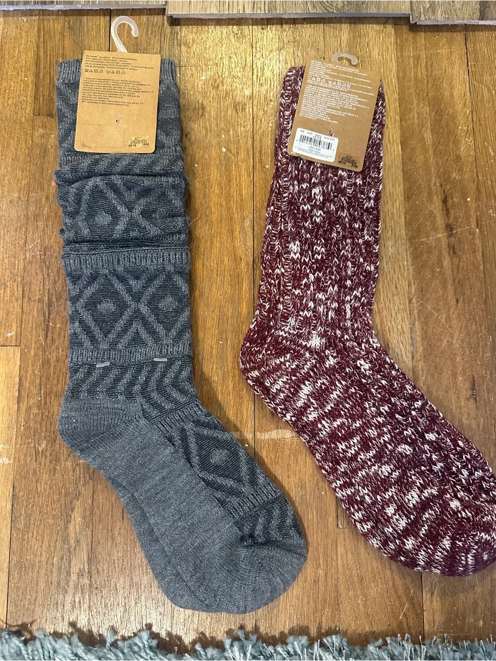 American Eagle Women’s Boots Socks- Maroon and Grey